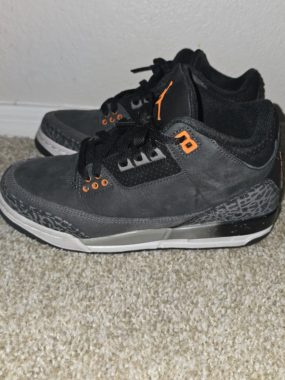 Jordan Kids' Retro 3 Fear Size 6Y  Low Top Sneakers - Black/Orange
